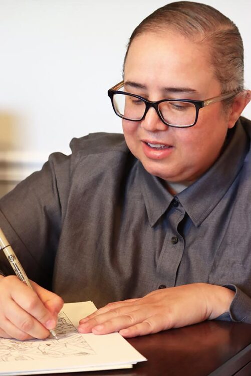 Ana drawing with finaliner